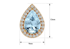 2.5 Carat Aquamarine & Diamond Pear Shape Stud Earrings In 14K Yellow Gold (2.60 G), I/J By SuperJeweler