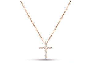 2 3/4 Carat Diamond Cross Necklace In 14K Rose Gold, 18 Inches Cable Chain, I/J By SuperJeweler