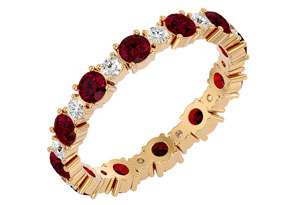 14K Yellow Gold (2.80 G) 1.5 Carat Ruby & Moissanite Eternity Band, E/F, Size 8.5 By SuperJeweler