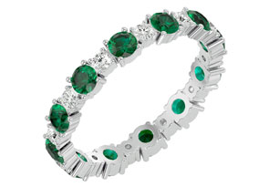 14K White Gold (2.20 G) 1.5 Carat Emerald Cut & Diamond Eternity Ring (H-I, SI2-I1), Size 4 By SuperJeweler