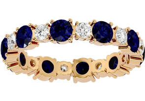 14K Yellow Gold (3.60 G) 2.5 Carat Sapphire & Diamond Eternity Ring (H-I, SI2-I1), Size 9 By SuperJeweler
