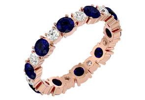 14K Rose Gold (2.50 G) 2 Carat Sapphire & Diamond Eternity Ring (H-I, SI2-I1), Size 4 By SuperJeweler
