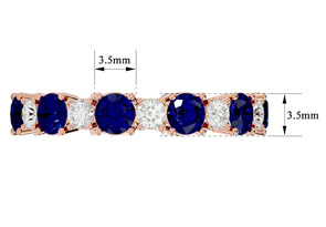 14K Rose Gold (3.20 G) 2 1/4 Carat Sapphire & Diamond Eternity Ring (H-I, SI2-I1), Size 6.5 By SuperJeweler