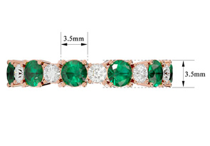 14K Rose Gold (3.30 G) 2 1/4 Carat Emerald & Moissanite Eternity Band, E/F, Size 7 By SuperJeweler