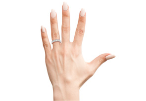 Platinum 1 3/4 Carat Round Moissanite Milgrain Eternity Ring, E/F, Size 5.5 By SuperJeweler