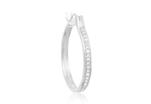 1/4 Carat Diamond Hoop Earrings In Sterling Silver, J/K By SuperJeweler
