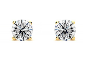1/3 Carat Colorless Diamond Stud Earrings In Yellow Gold (.8 Grams) (E-F, I2-I3) By Hansa