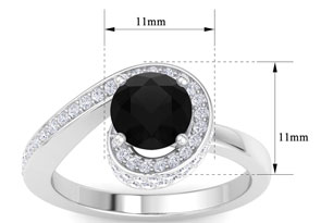 Modern Asymmetrical Round Brilliant 2 Carat Black Diamond Engagement Ring In 14K White Gold (5.8 G) By SuperJeweler