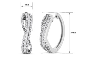 1 Carat Baguette & Round Colorless Diamond Swirl Hoop Earrings In Sterling Silver (F-G, I2) By SuperJeweler