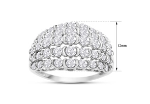 2 Carat Five Row 45 Diamond Ring In White Gold (G-H, I1), Size 7 By SuperJeweler