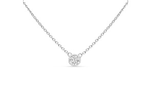 1/3 Carat Bezel Set Diamond Solitaire Necklace In Sterling Silver, 16-18 Inches (J-K, I1-I2) By SuperJeweler