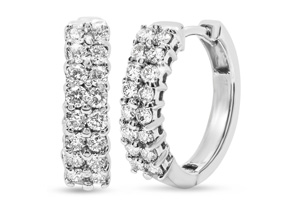 1/2 Carat Diamond Huggie Hoop Earrings In 14K White Gold (2.3 G) (H-I, SI2-I1) By SuperJeweler