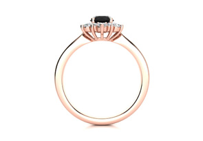 1.5 Carat Round Shape Flower Halo Black Moissanite Engagement Ring In 14K Rose Gold (4 G) By SuperJeweler