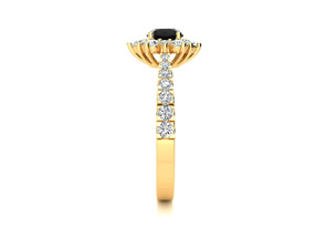 2 Carat Round Shape Flower Halo Black Moissanite Engagement Ring In 14K Yellow Gold (4 G) By SuperJeweler