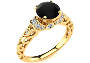 1.25 Carat Vintage Black Moissanite Engagement Ring In 14K Yellow Gold (3.20 G) By SuperJeweler