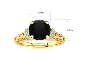 1.25 Carat Vintage Black Moissanite Engagement Ring In 14K Yellow Gold (3.20 G) By SuperJeweler