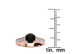 1.5 Carat Round Shape Black Moissanite Engagement Ring In 14K Rose Gold (3.70 G) By SuperJeweler