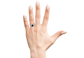 2 Carat Round Black Moissanite Halo Bridal Ring Set In 14K White Gold (5.80 G), Size 4 By SuperJeweler
