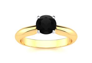 1 Carat Black Moissanite Solitaire Engagement Ring In 14K Yellow Gold (2 G) By SuperJeweler