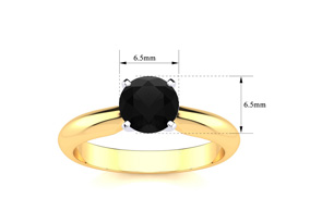 1 Carat Black Moissanite Solitaire Engagement Ring In 14K Yellow Gold (2 G) By SuperJeweler
