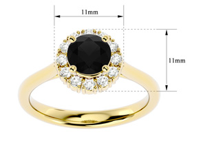 1 1/3 Carat Halo Black Moissanite Engagement Ring In 14K Yellow Gold (4 G) By SuperJeweler