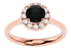 1 1/3 Carat Halo Black Moissanite Engagement Ring In 14K Rose Gold (4 G) By SuperJeweler