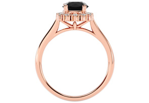 1 1/3 Carat Halo Black Moissanite Engagement Ring In 14K Rose Gold (4 G) By SuperJeweler