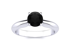 1 Carat Black Moissanite Solitaire Engagement Ring In Solid Platinum By SuperJeweler