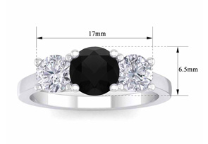 2 Carat Black Moissanite Three Stone Engagement Ring In 14K White Gold (4.10 G) By SuperJeweler