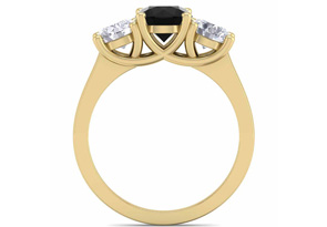2 Carat Black Moissanite Three Stone Engagement Ring In 14K Yellow Gold (4.10 G) By SuperJeweler