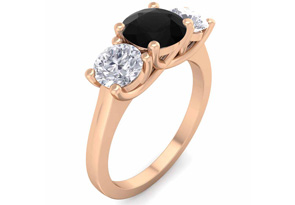 2 Carat Black Moissanite Three Stone Engagement Ring In 14K Rose Gold (4.10 G) By SuperJeweler