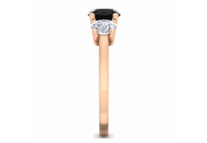 2 Carat Black Moissanite Three Stone Engagement Ring In 14K Rose Gold (4.10 G) By SuperJeweler