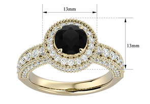 2.5 Carat Black Moissanite Halo Engagement Ring In 14K Yellow Gold (3 G) By SuperJeweler