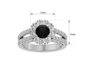 2 1/4 Carat Black Moissanite Halo Engagement Ring In 14K White Gold (6.40 G) By SuperJeweler