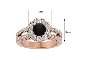 2 1/4 Carat Black Moissanite Halo Engagement Ring In 14K Rose Gold (6.40 G) By SuperJeweler