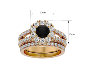 2.5 Carat Black Moissanite Bridal Ring Set In 14K Yellow Gold (8.60 G), Size 4 By SuperJeweler
