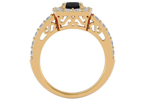2.5 Carat Black Moissanite Halo Engagement Ring In 14K Yellow Gold (5.80 G) By SuperJeweler