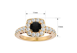 2.5 Carat Black Moissanite Halo Engagement Ring In 14K Yellow Gold (5.80 G) By SuperJeweler