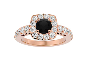 2.5 Carat Black Moissanite Halo Engagement Ring In 14K Rose Gold (5.80 G) By SuperJeweler