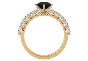 2.5 Carat Black Moissanite Bridal Ring Set In 14K Yellow Gold (6 G), Size 4 By SuperJeweler