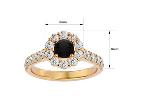 1.5 Carat Halo Black Moissanite Engagement Ring In 14K Yellow Gold (3 1/2 G) By SuperJeweler