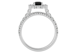 2 Carat Halo Black Moissanite Bridal Ring Set In 14K White Gold (5 G), Size 4 By SuperJeweler