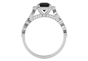 1 1/3 Carat Halo Black Moissanite Engagement Ring In 14K White Gold (1.80 G) By SuperJeweler