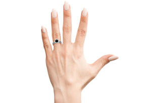 1.5 Carat Halo Black Moissanite Bridal Ring Set In 14K White Gold (4.20 G), Size 4 By SuperJeweler