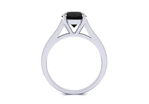 2.5 Carat Round Shape Black Moissanite Engagement Ring In 14K White Gold (4 G) By SuperJeweler