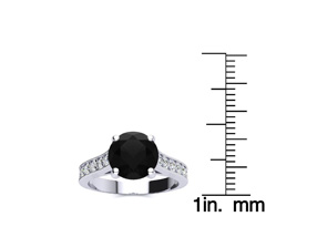 2.5 Carat Round Shape Black Moissanite Engagement Ring In 14K White Gold (4 G) By SuperJeweler