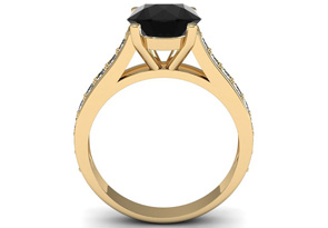 2.5 Carat Round Shape Black Moissanite Engagement Ring In 14K Yellow Gold (4 G) By SuperJeweler