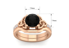 2 Carat Round Black Moissanite Claddagh Bridal Ring Set In 14K Rose Gold (6.50 G), Size 4 By SuperJeweler