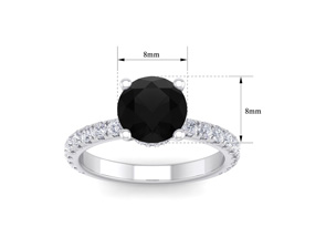 2.5 Carat Round Shape Hidden Halo Black Moissanite Engagement Ring In 14K White Gold (3.40 G) By SuperJeweler