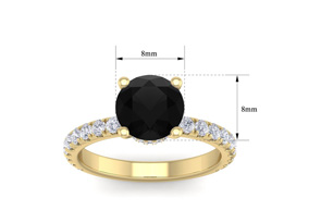 2.5 Carat Round Shape Hidden Halo Black Moissanite Engagement Ring In 14K Yellow Gold (3.40 G) By SuperJeweler